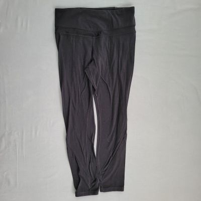 Athleta Leggings Womens Medium M Mid Rise Capri Stretch Sheer Pull On Black *